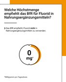 Das BfR empfiehlt, Fluorid nicht in Nahrungserg&auml;nzungsmitteln zu verwenden.
