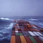 Containerschiff im Sturm Containerschiff im Sturm
