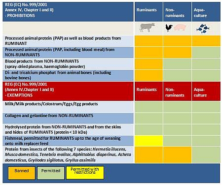 Table 1: Overview of the most important feeding prohibitions and exemptions