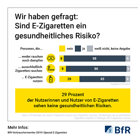 Infografik zur Wahrnehmung von Risiken im Zusammenhang mit E-Zigaretten